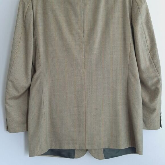 SAVILE ROW 100% Wool Blazer Jacket Plaid Beige Men's Sz 42 R - Picture 10 of 14
